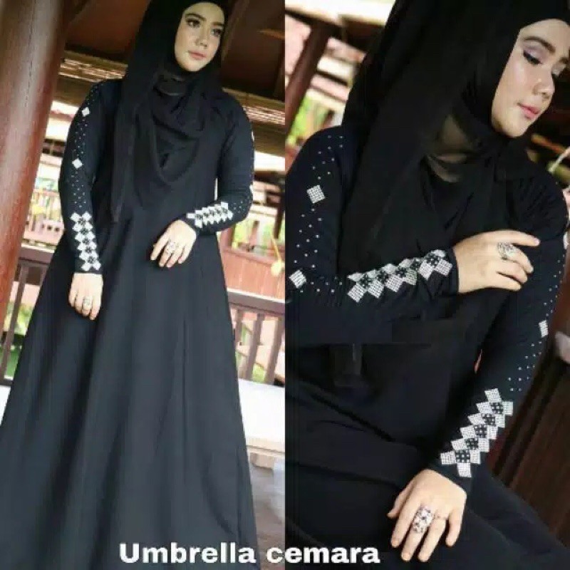GAMIS SYAR’I DRESS MUSLIM ABAYA COUPLE IBU &amp; ANAK SWAROVSKY MOTIF CEMARA COD CANTIK BLINK BLINK