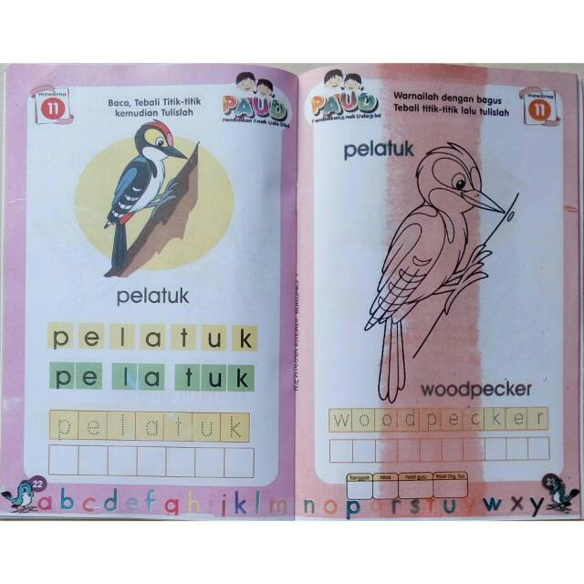 Buku Paud Mewarnai Kreatif Aneka Burung Menebali dan Menulis Huruf Serba Jaya