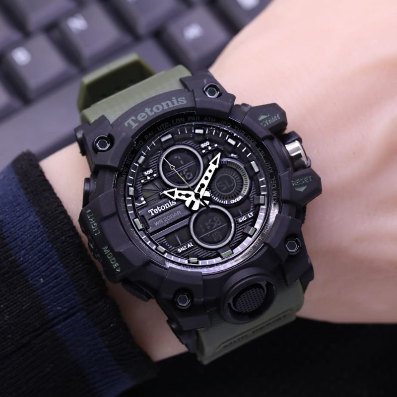 jam tangan priaTetonis original rubber double time DM4.8cm