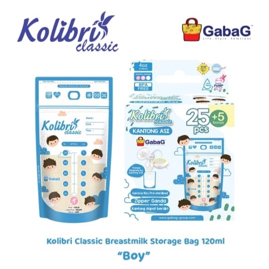 Gabag Kolibri Classic Breastmilk Storage Kantong Asi 120ml - Boy