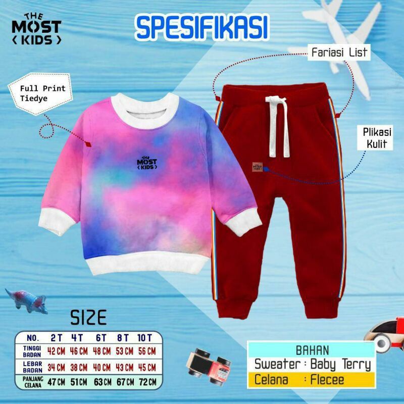 THE MOST KIDS SETELAN JOGER TIE DYE size 2-10 T