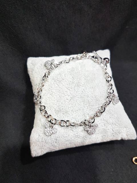 Gelang Premium Lapis emas Mickey gelang krincingan Silver