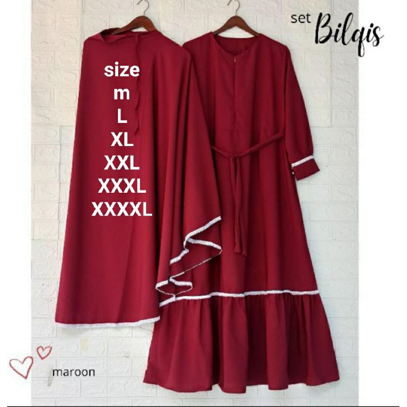 gamis set bilqis+khimar termurah