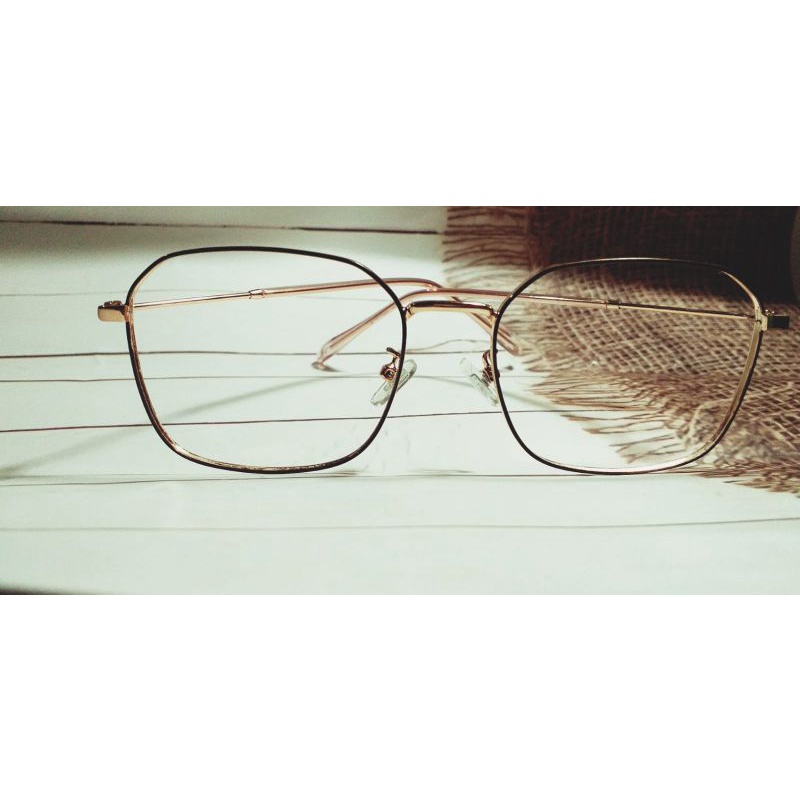 frame kacamata kotak gold besi