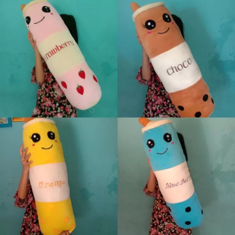 Guling Boneka Boba Milk Tea Kain Halus Tinggi 60cm