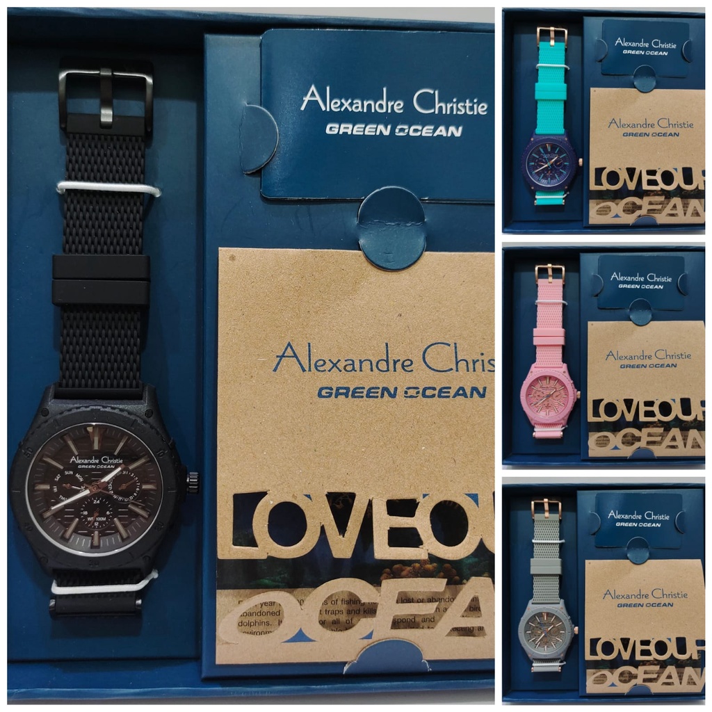 Jam Wanita Alexandre Christie AC6584 AC 6584 Rubber Multi Function Original Garansi Resmi Alexander 