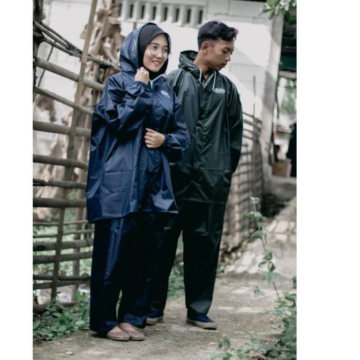 Jas Hujan Setelan Baju dan Celana Wanita Pria Dewasa Tahan Lama BY AXO Anti Rembes ス