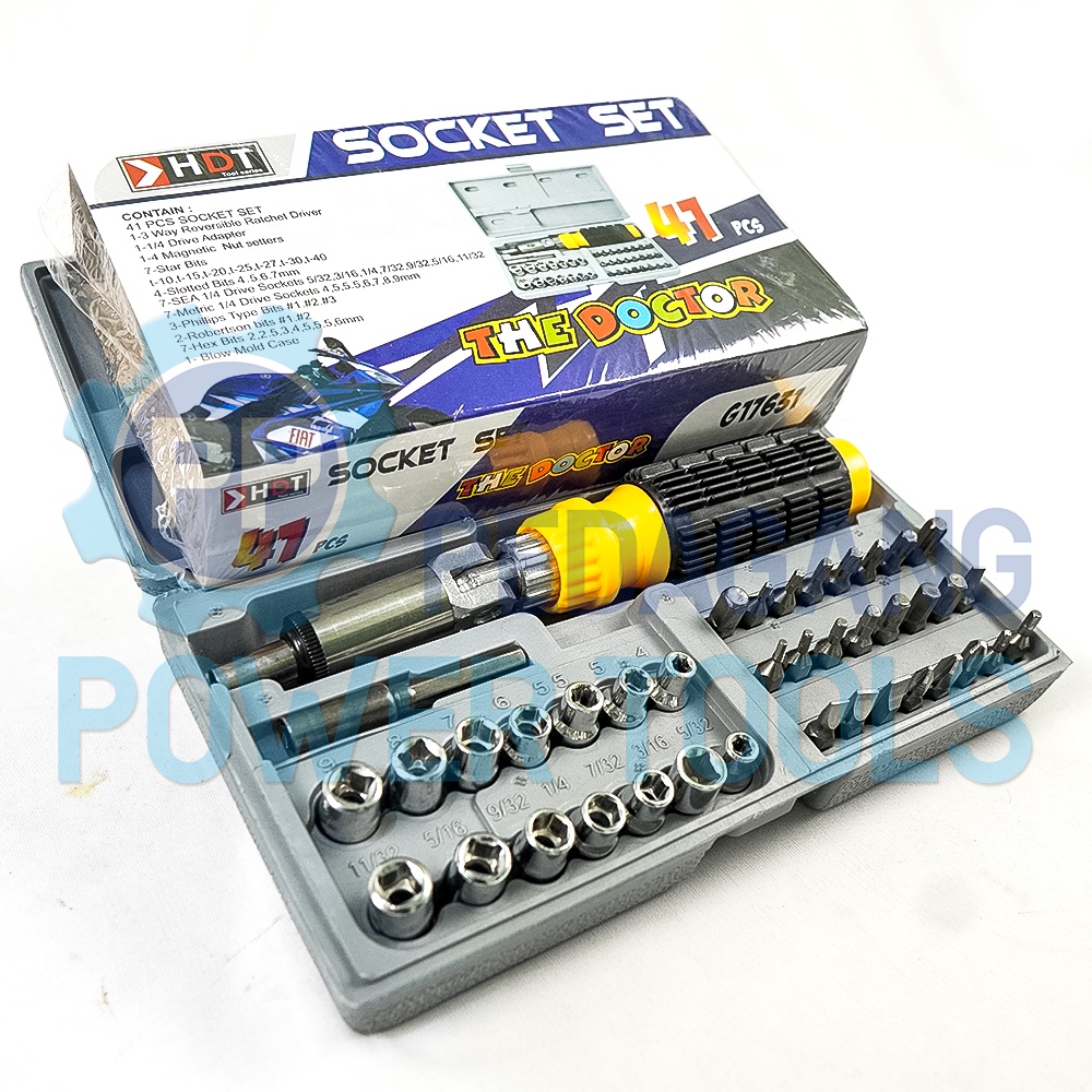 HDT KUNCI SOK SET 41 PC MATA SOCK SOKET SHOCK SOCKET OBENG SCREWDRIVER