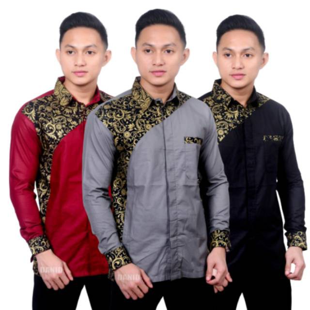 Batik pria / BajuBatikpria / Kemejabatiklenganpanjang size m l xl xxl Atasan batik seragam terlaris