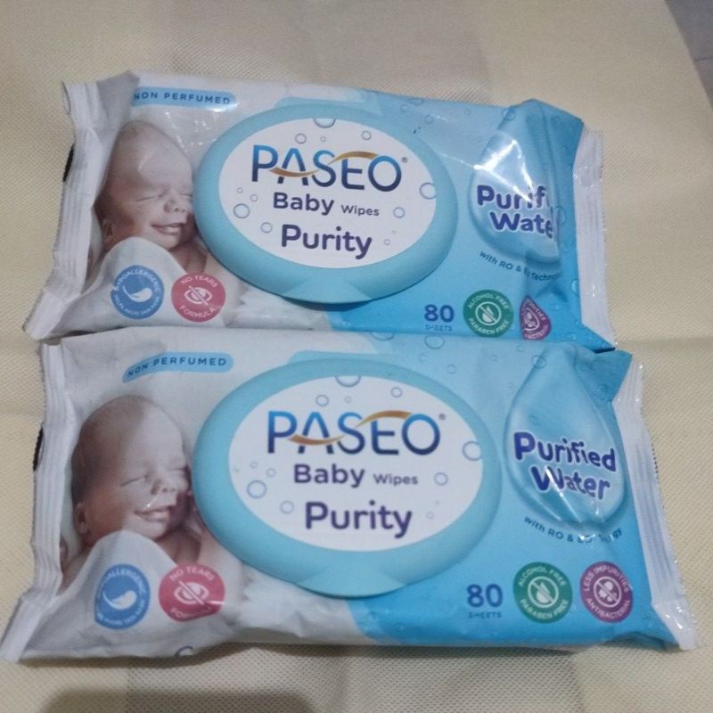 Paseo 80 sheets Baby Wipes Purity Tisu Basah tissue paseo flip top