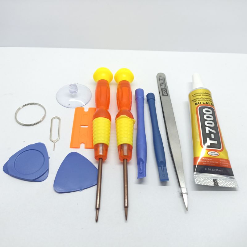 Obeng Service Hp Tools Kit Hp 10 In 1 + T7000 15 Ml Hitam Sepaket Bisa Buat Semua HP