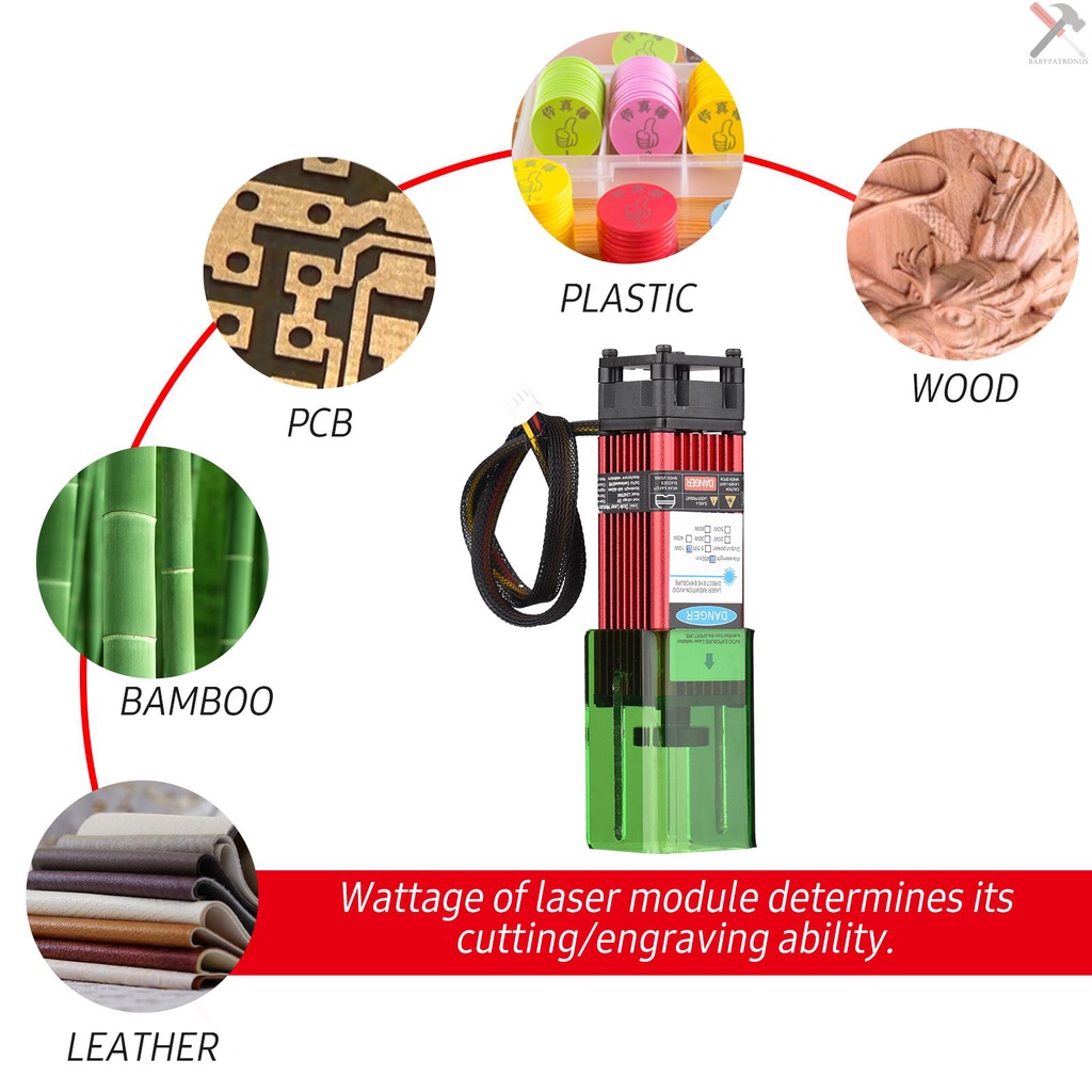 Modul Router Laser 450nm 10W Dengan Cover Pelindung Adjustable Untuk Printer 3D DIY Lea