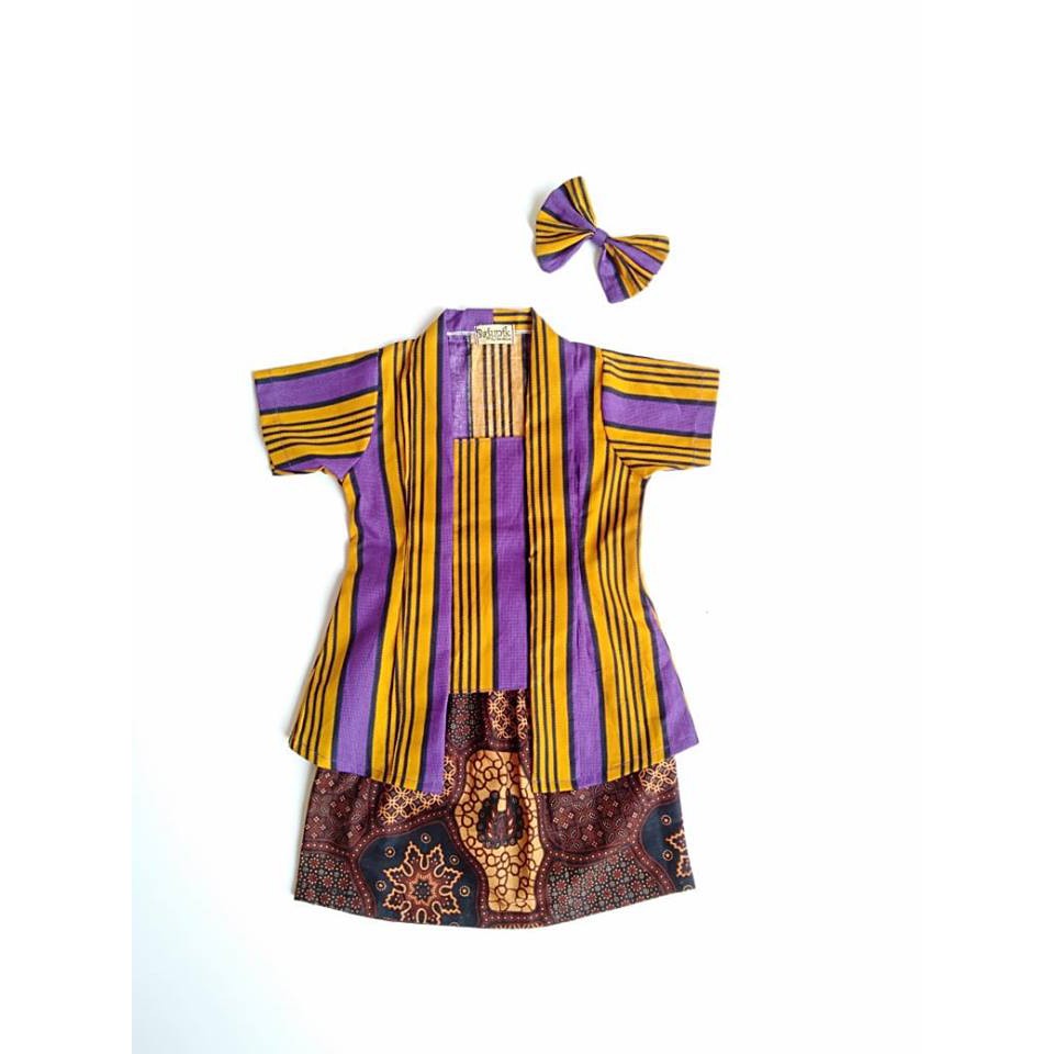 KEBAYA LURIK ANAK SIZE 5-7 TAHUN WARNA UNGU (READY STOCK)