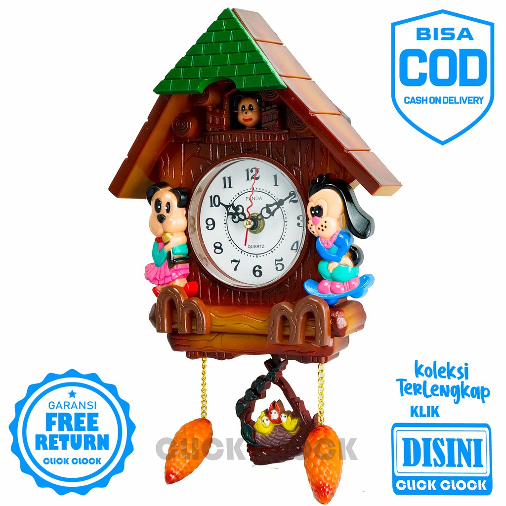 Jam Dinding Bell Melodi Wall Clock Unik Dekorasi Rumah Murah Panda E11-1