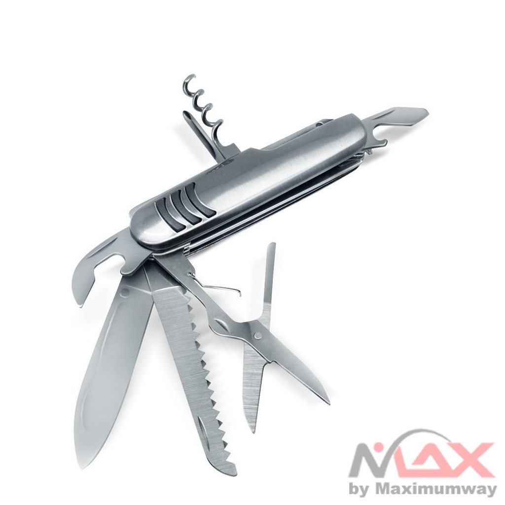 KNIFEZER Pisau Swiss Army Pocket Knife EDC 11 in 1 Stainless - A3011 Warna Silver