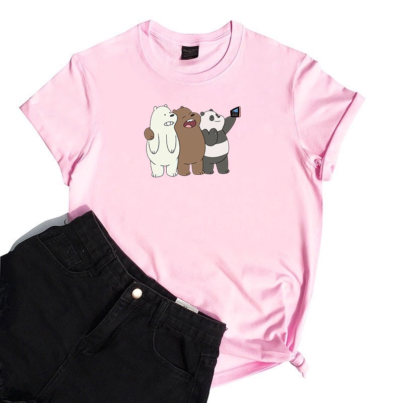 kaos three bare bear selfie / kaos wanita / KATUN 24S