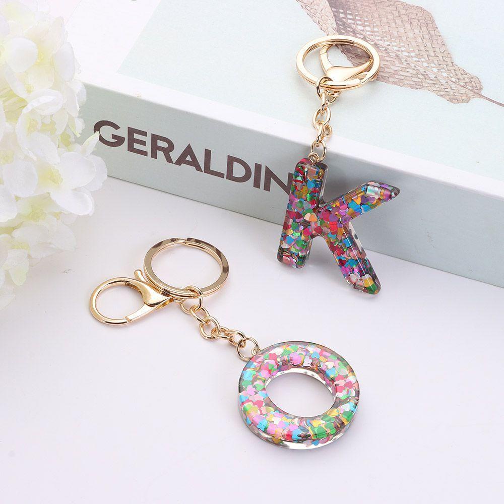 Needway 26huruf Gantungan Kunci Cinta Hati Payet Fashion Kunci Ring Aksesoris Ornamen 26huruf Handbag Liontin Gantung Dekorasi Alfabet Inggris Keyring