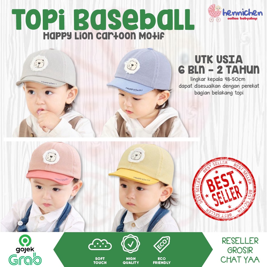 IMPORT Topi ANAK  TOPI BAYI baseball bayi Happy Lion cartoon singa lucu 0-2 tahun