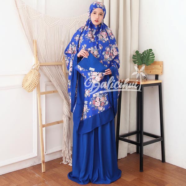 Balicihui Mukena Nadia Biru 2 Mukena Bali Jumbo Mukena Bali Dewasa Mukena Dewasa Jumbo by Balicihui