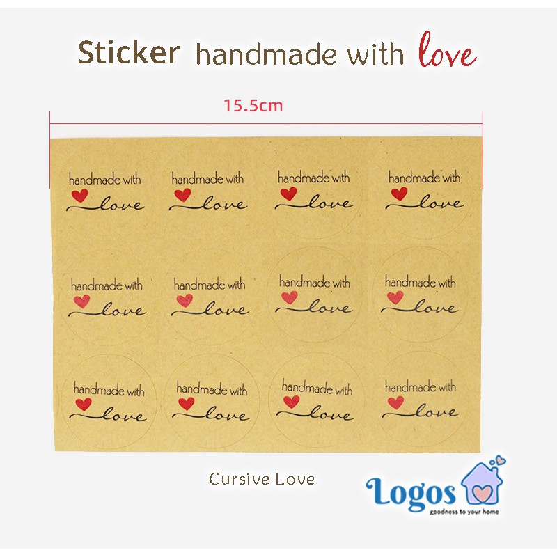 

Sticker bulat Handmade with Love kraft paper stiker label cake cookies