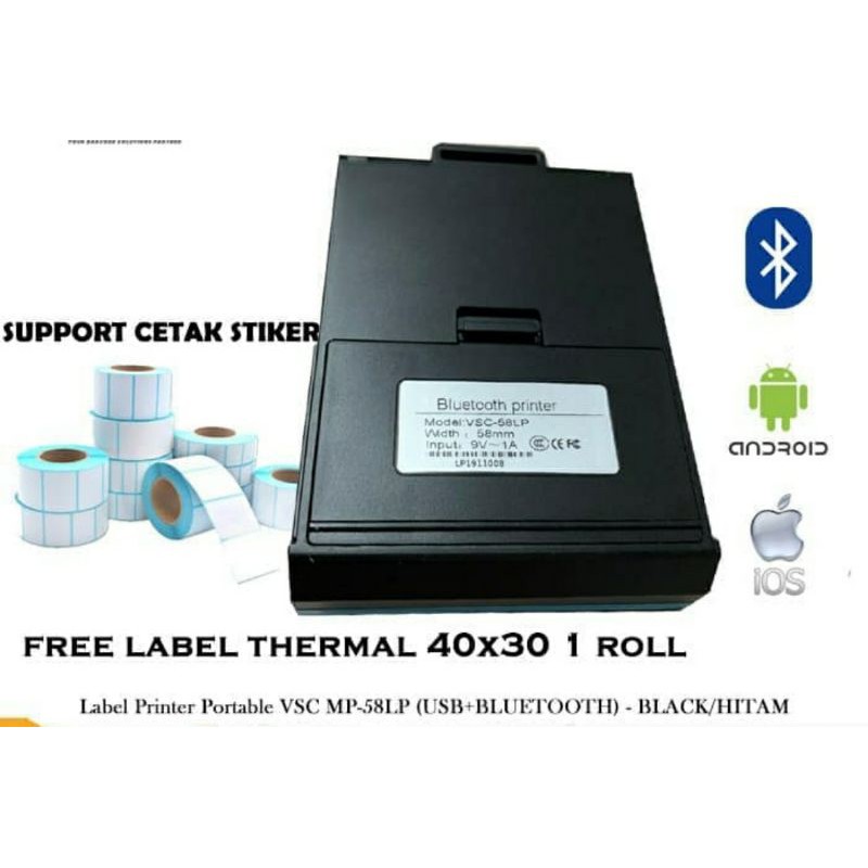 Portable Bluetooth Barcode / Label Thermal Printer 58mm