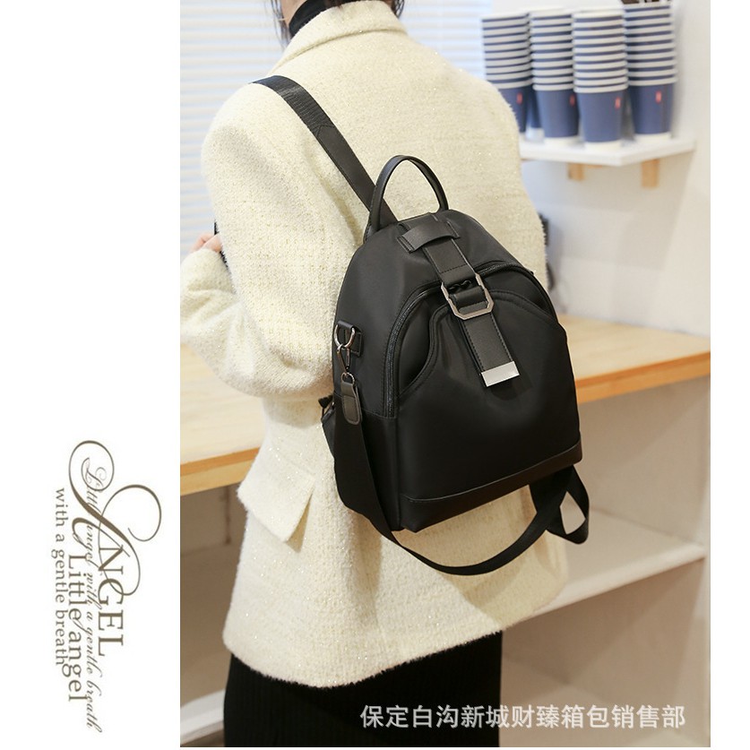 TB-08 tas ransel waterproof wanita backpack kuliah sekolah import jepang korea hitam