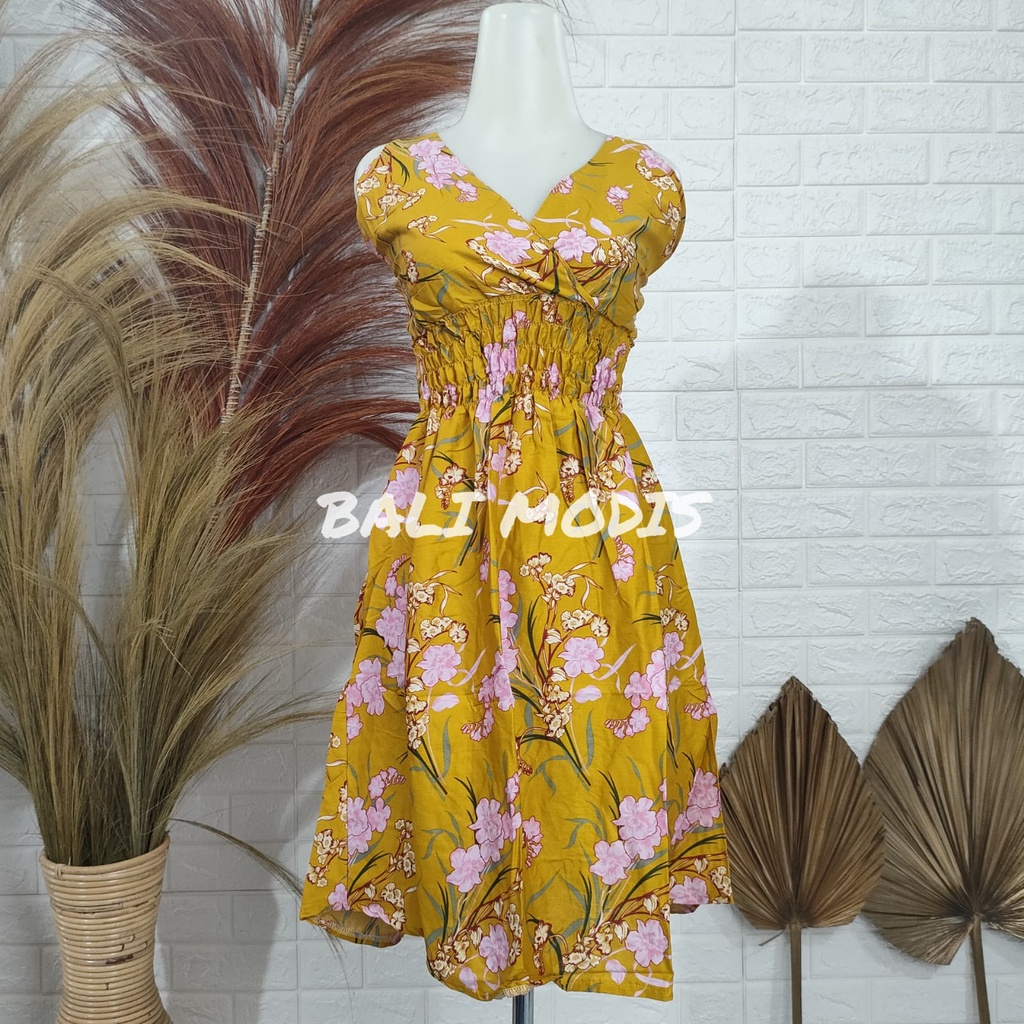 DASTER DRESS MOZA TANGGUNG BALI-MUSTARD TERATAI