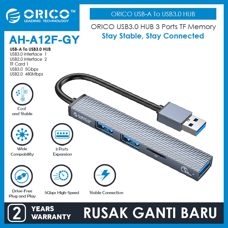 ORICO AH-A12F USB3.0 HUB 3 Ports TF Memory 5Gbps