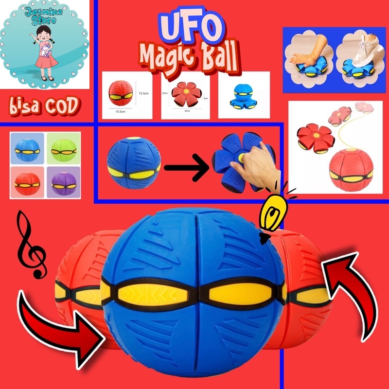 Bola UFO Bola Terbang Injak Lempar LED/Bola Lampu LED Fleksibel/Magic Ball Mainan Anak Viral/Bola UFO/Magic Ball/Mainan Bola UFO/ Magic Ball Flat/Bola Lampu UFO