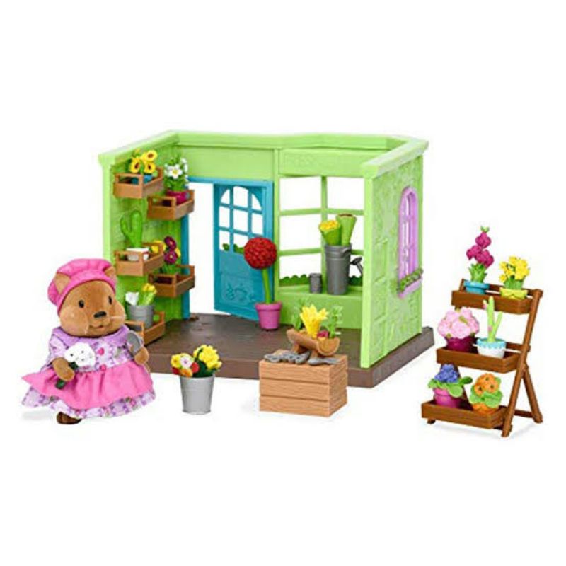 Lil Woodzeez Tiki Hut Flower Shop Aksesoris Mainan Anak Rumah Boneka
