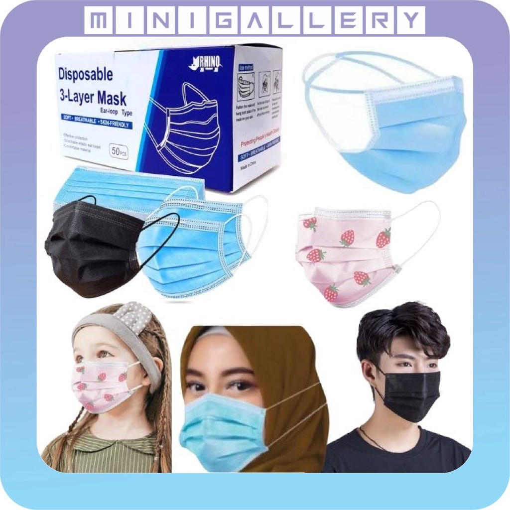 Masker 3ply Earloop Headloop Medis Hijab 3 Lapis Anti Debu 165