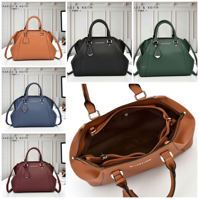 TAS CHARLES&KEITH 1861# NEW Arrival Charles&Keith Material Togo Leather Hardware Black (1861)