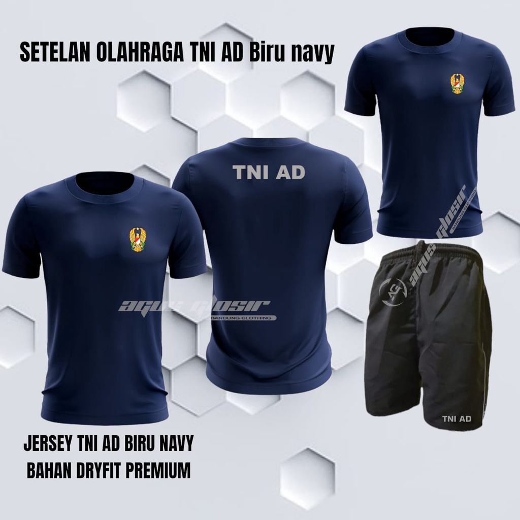 BAJU || KAOS SETELAN JERSEY OLAHRAGA TNI AD Blue Navy || SETELAN KAOS JERSEY DAN CELANA TNI AD Blue 