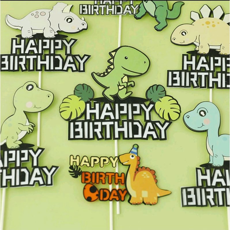 

toper ulang tahun kertas HBD Dinosaurus dino