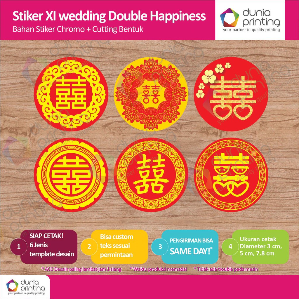 

Stiker Double Happiness Ready Stok bahan stiker chromo - diameter 3 cm