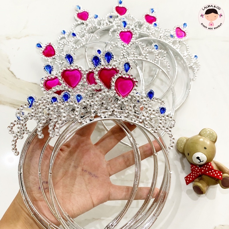 BANDO MAHKOTA ULANG TAHUN SILVER GEPENG 6PC GROSIR