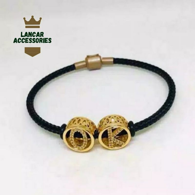Gelang Tali Wanita Gelang Inisial Huruf Gelang Tali Kawat Waterproof Anti Air