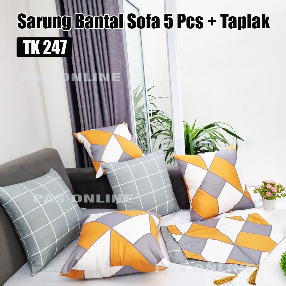 PAKET TAPLAK + SARUNG BANTAL SOFA 40X40