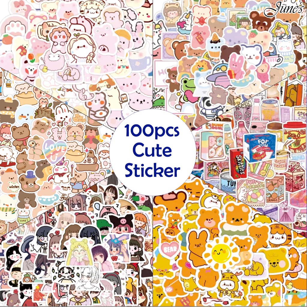 

100 Sticker Graffiti Cute Cartoon DIY Decoration Waterproof Snack Girls Bear Thumbler