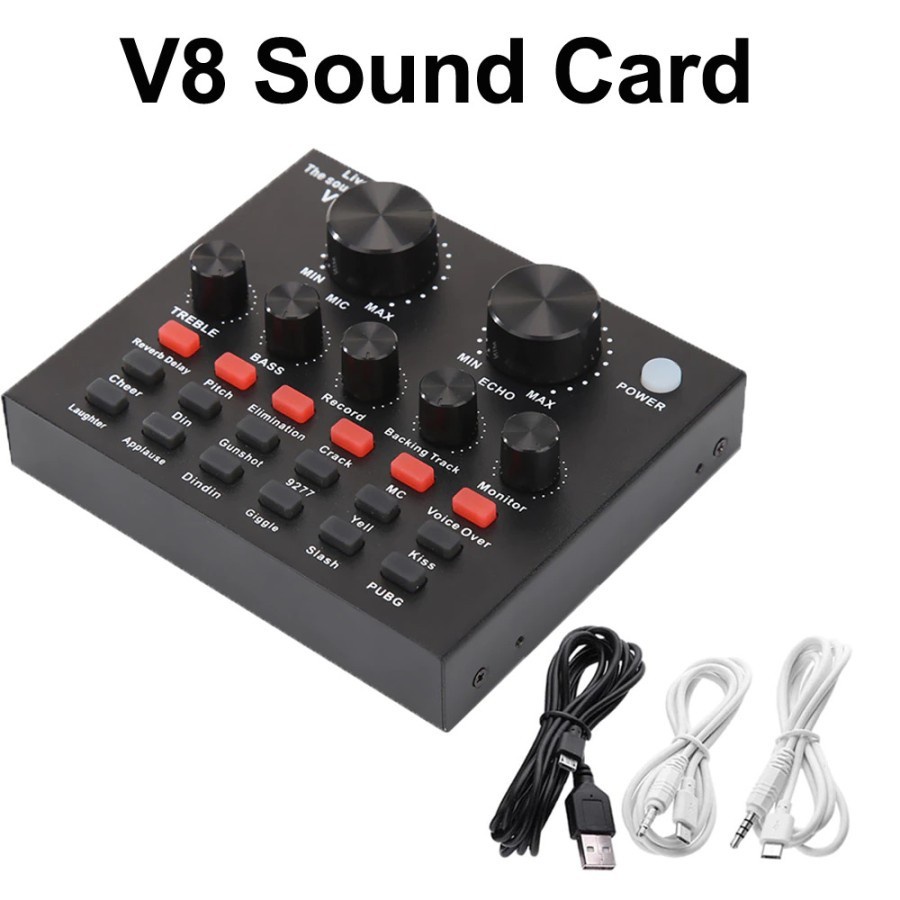 Sound card V8 Mixer Audio USB External Soundcard Broadcast Mic Headset Mini Live Studio Shopee tiktok