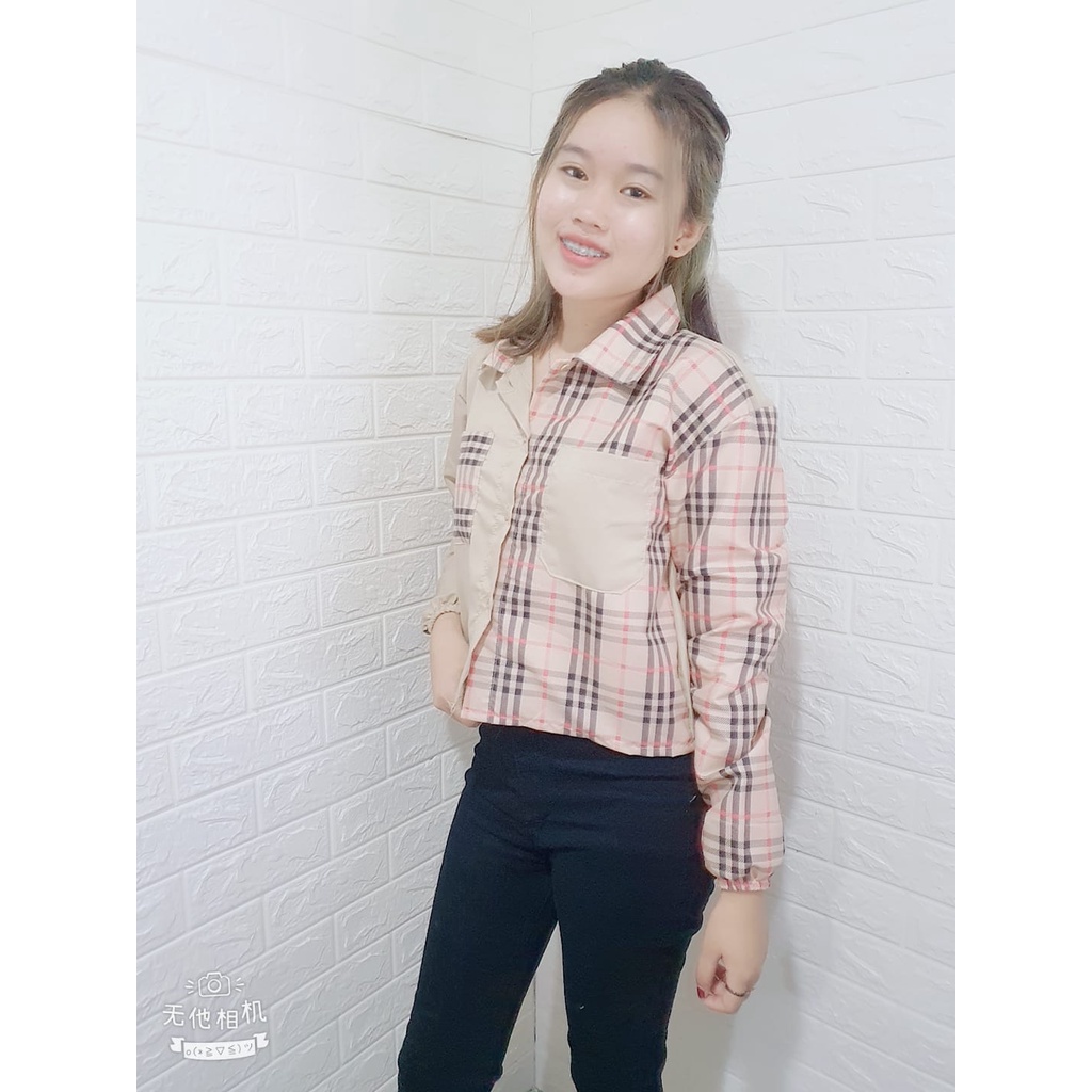 RILLO - PROMO MIKA CROP TOP BLOUSE / KEMEJA WANITA CROP TARTAN-KOTAK COKSU BB