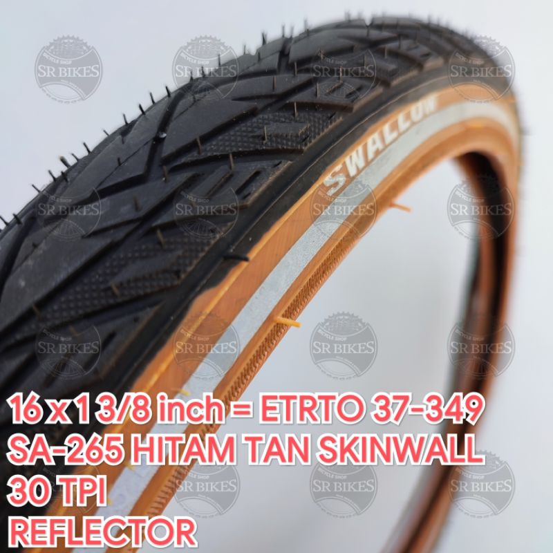 Ban Luar 16 x 1 3/8  = 16 plus = 37-349 Sepeda Lipat Minion. SWALLOW DELI TIRE