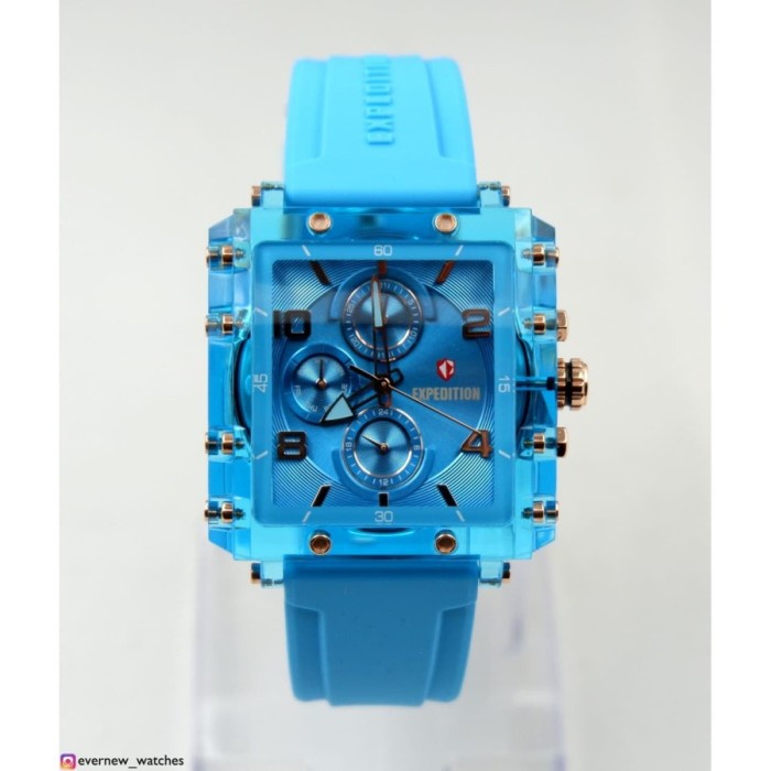 Jam tangan Expedition E 6808 BF - BLUE Rubber Woman Wanita Murah Original