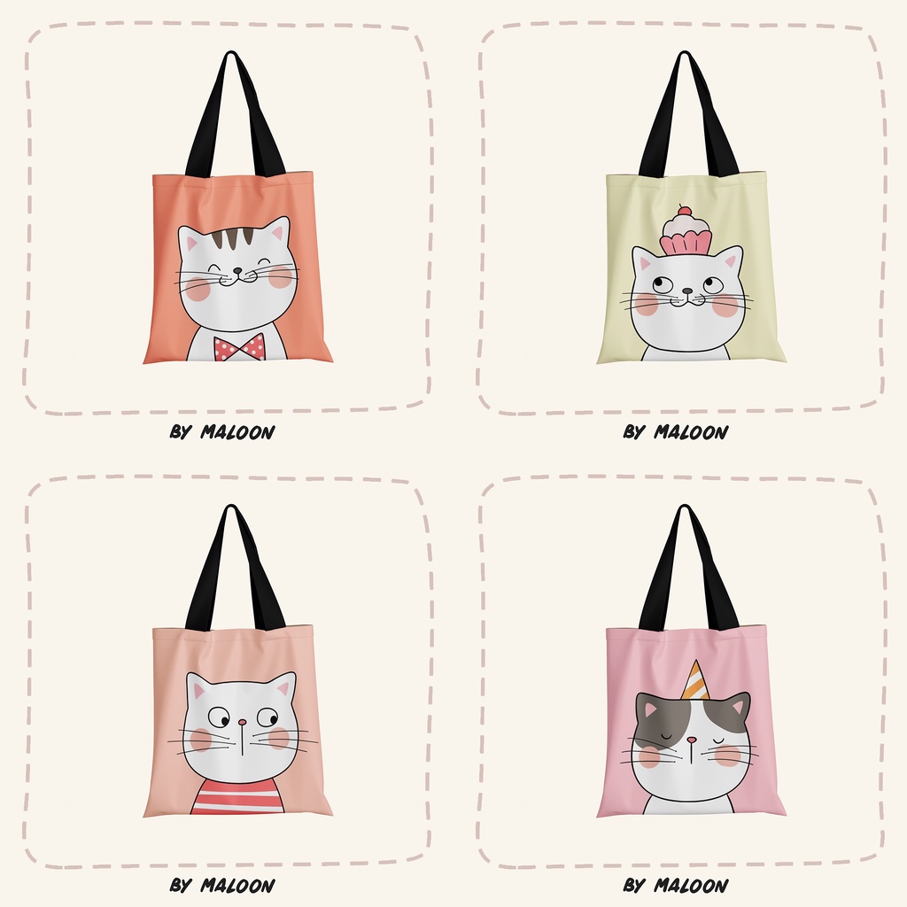 Totebag Motif Karakter Cute Lucu Tote Bag Kanvas Full Print #5