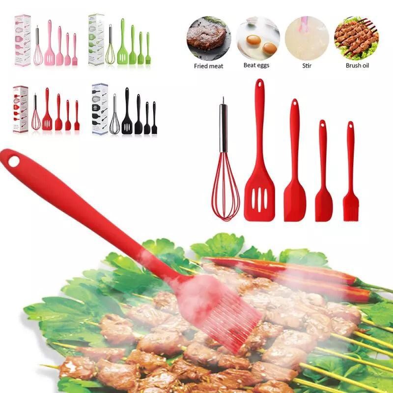 SHOPELLO - 5 IN 1 SET Silicone Kitchen Utensil Spatula Cooking BPA-Free