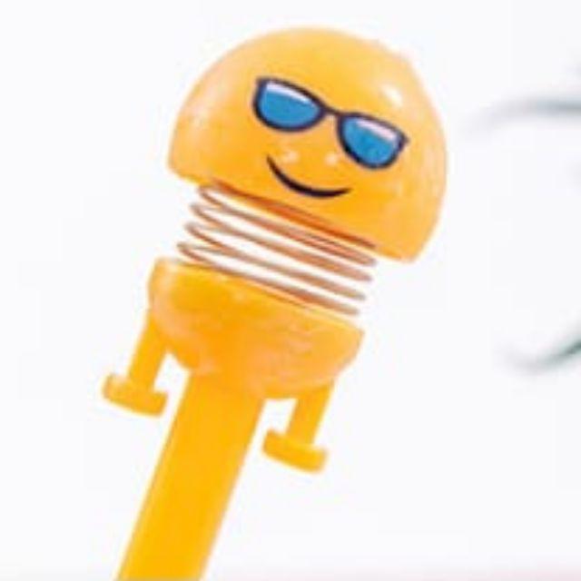 Pena Emoticon Per Karakter Unik Lucu Emoji Karakter Smile Spring Doll Pen Import Pulpen Motif-4. Kaca Mata