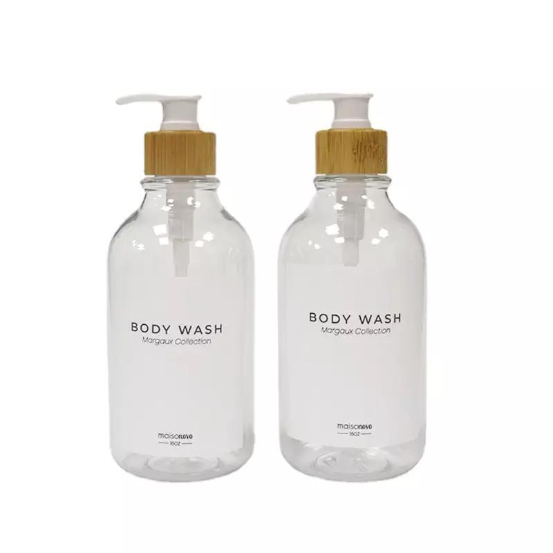 tempat pet botol sabun sanitizer kosong 500ml / bathroom refill pet bottle dispenser pump soap shampo body wash shower gel lotion sanitizer wood grain pump neck