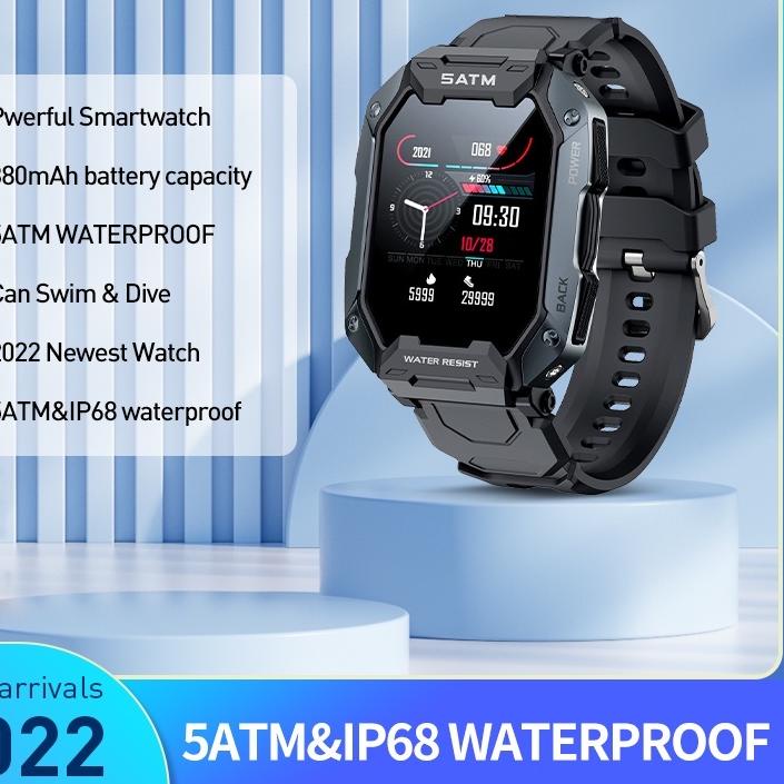 ➥ 【✨LOKAL 2022 NEW 】Jam Tangan 5ATM Jam Pintar Pria Waterproof Sport Blood Smart Watch Men Fitness W