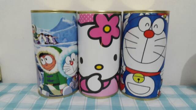 Celengan Tabung Kaleng Karakter Little Pony, Spiderman, Cars, Hello Kitty, Doraemon, Frozen