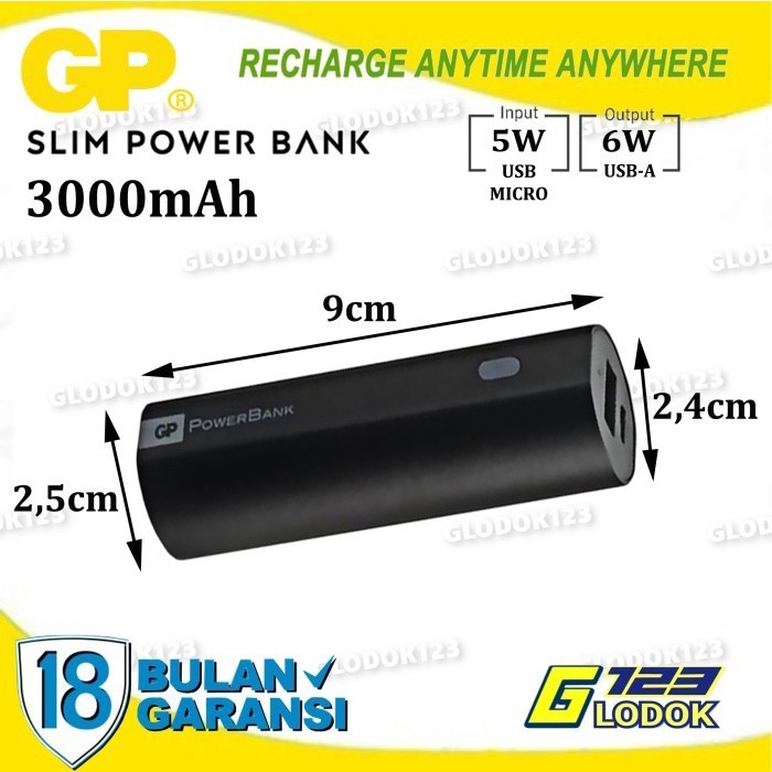 Powerbank 3000mAh FN03M Real Capacity Original GP Batteries